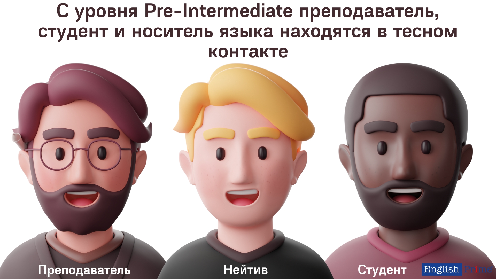 Преподаватель, студент и носитель языка находятся в тесном контакте